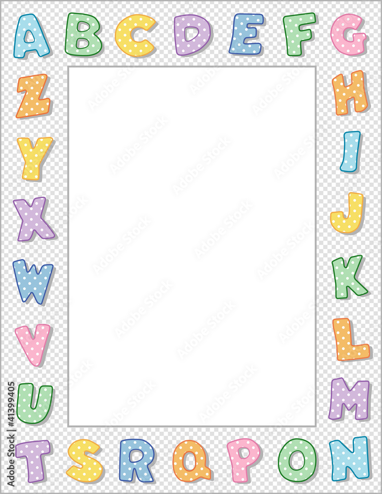 Alphabet Frame, pastel, copy space, school, daycare, education