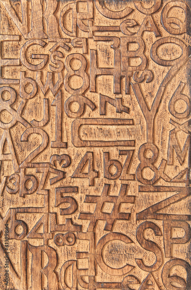 Wooden alphabet and numbers