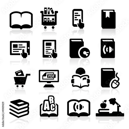 Books icons set Elegant series