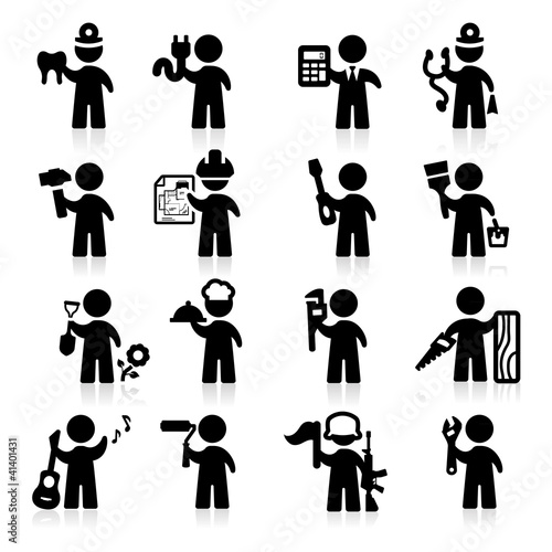 Jobs icons set Elegant series