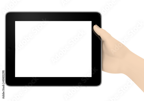 Tablet PC wird von einer Hand gehalten