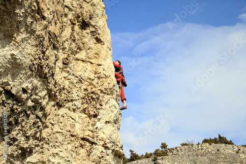 Climbing.