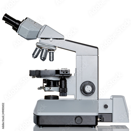 Laboratory microscope isolated on white