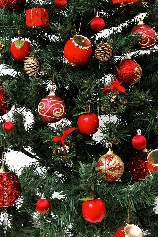 Christmas tree ornaments detail