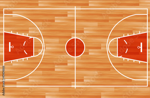 Wooden parquet floor basketball court. vector