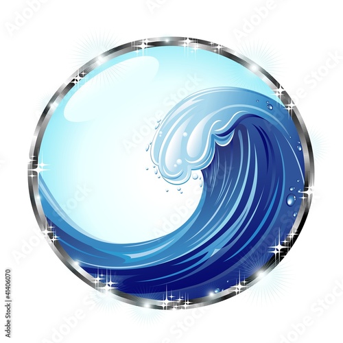 Onda Oceano Icona Cristallo-Ocean Wave Crystal Web Icon