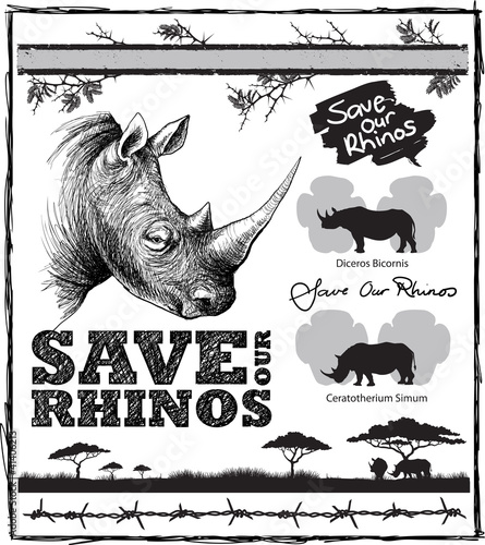Save our rhinos design elements
