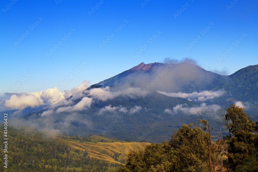 Typical indonesian landscape view from Kawah Ijen. East Jawa, In