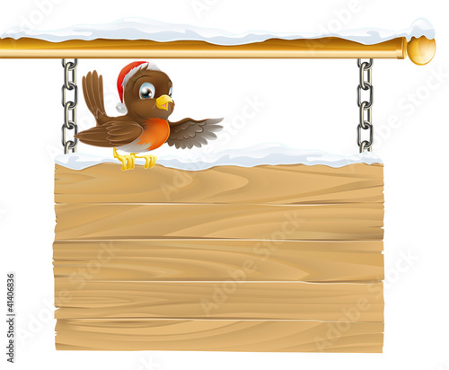 Christmas Santa hat bird on...