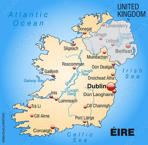 Landkarte von Irland und Nordirland