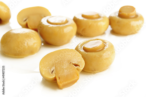 champignon mushrooms on white
