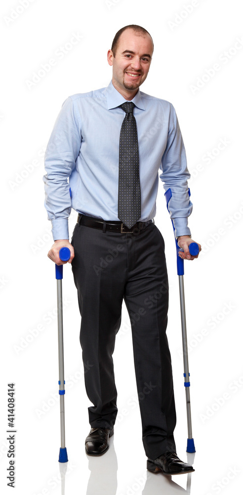man with crutch