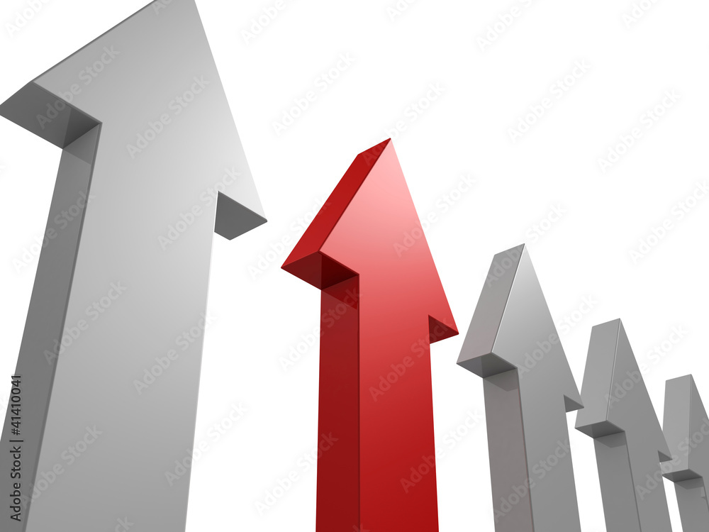 Different unique red arrow in grey others row Different unique red arrow in grey others row