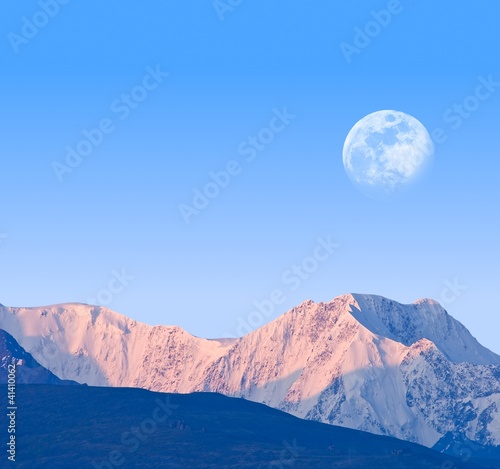 Canvas Print moon above a mountains