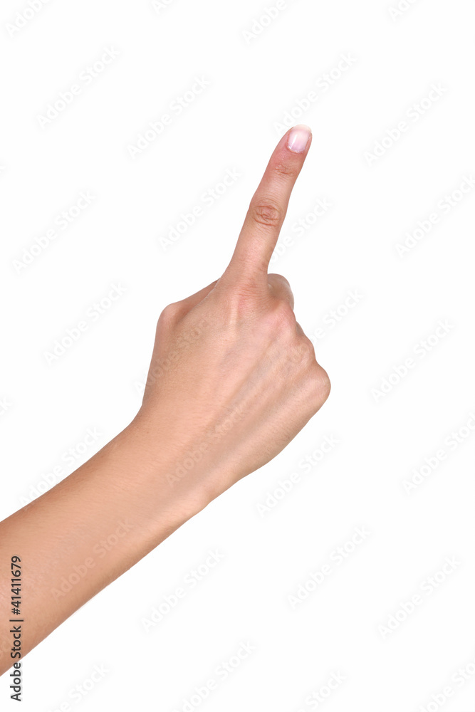 Female hand with outstretched index finger Female hand with outstretched index finger