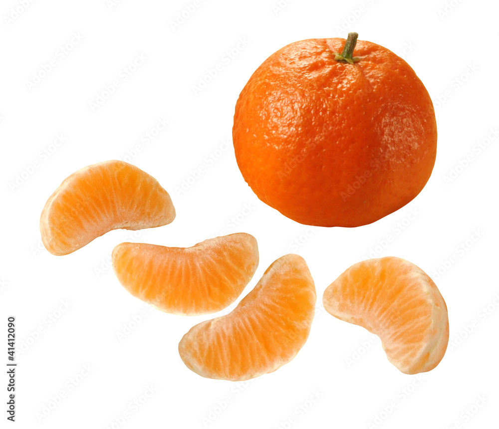 one mandarin and four slices one mandarin and four slices