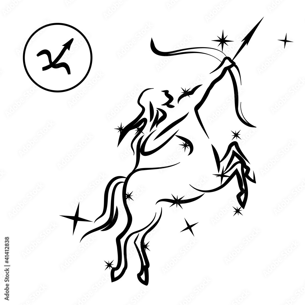 Sagittarius/Lovely zodiac sign silhouette formed by stars Stock Vector ...