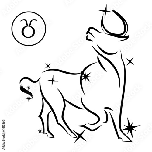 Taurus/Lovely zodiac sign silhouette formed by stars isolated