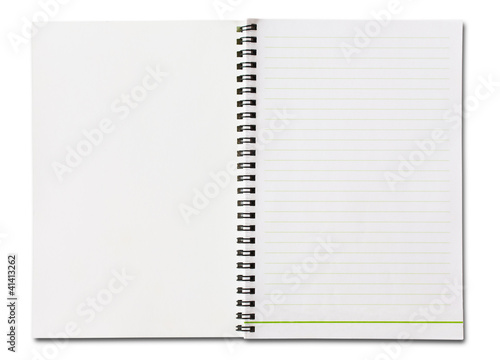 Notebook vertical single white page Isolated