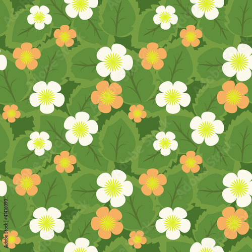 Seamless orange and white flowers seamless pattern