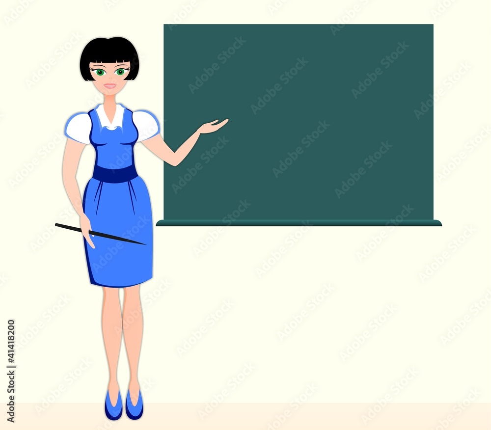 The teacher shows on a blackboard (a place for the text) The teacher shows on a blackboard (a place for the text)
