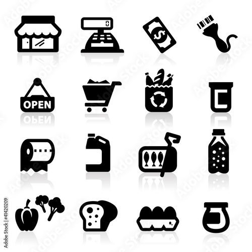 Supermarket icons set  Elegant series