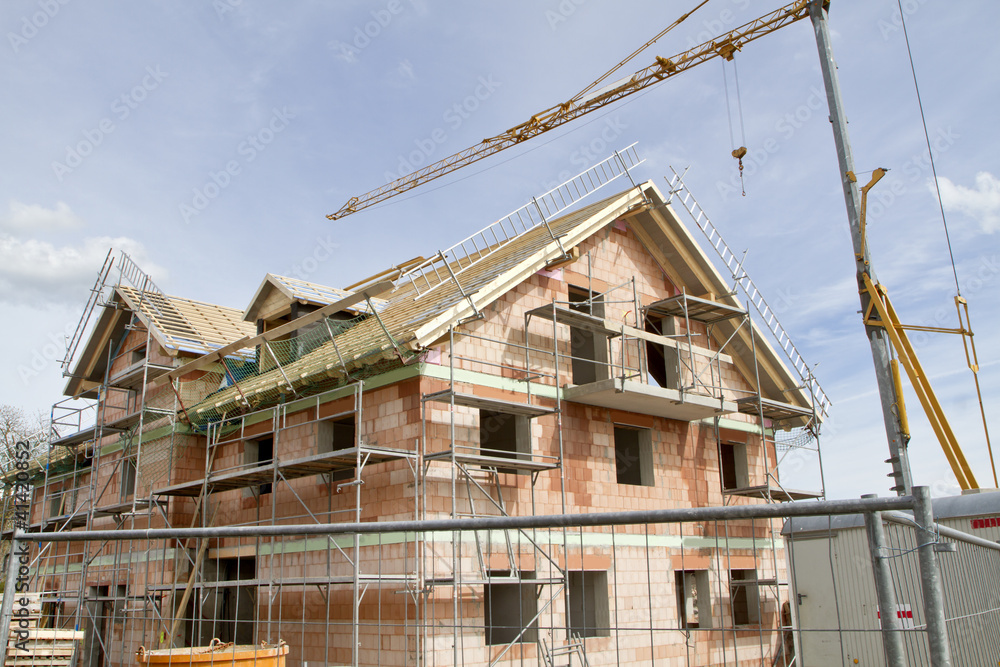 Baustelle eines Mehrfamilienhauses, Bayern