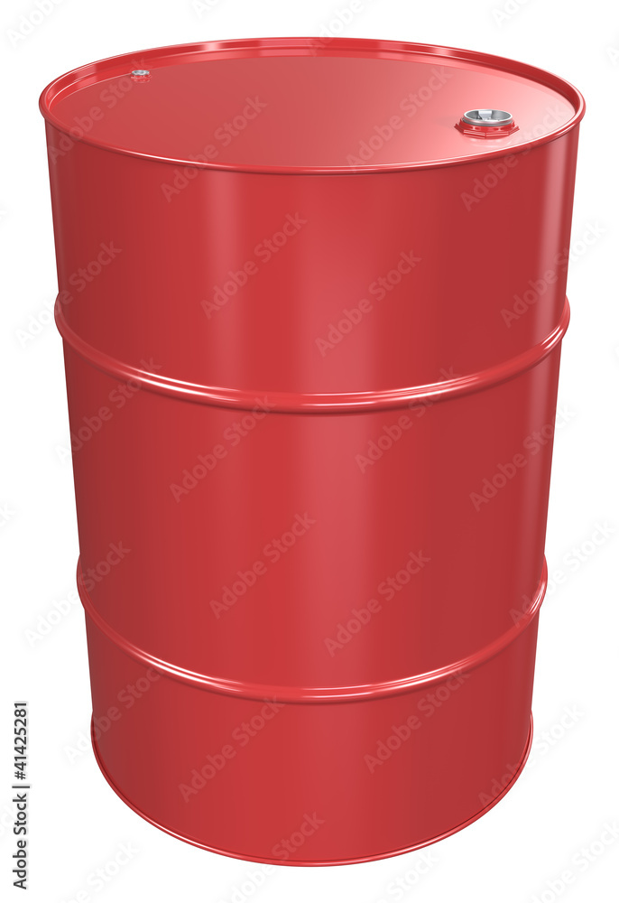 Oil Barrel. Red Oil Barrel, Metal Lid. Isolated.