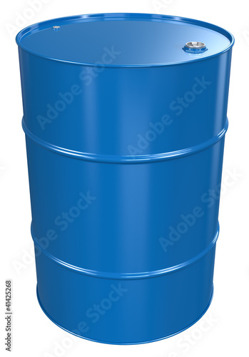 Oil Barrel. Blue Oil Barrel, Metal Lid. Isolated.