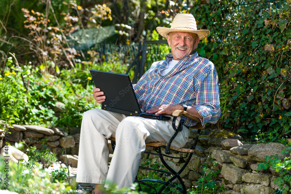 Senior with a laptop