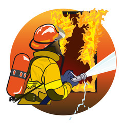 Stickers Superhelden Brandweerman met helm en uitrusting  © p6m5
