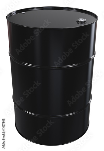 Oil Barrel. Black Oil Barrel, Metal Lid. Isolated.