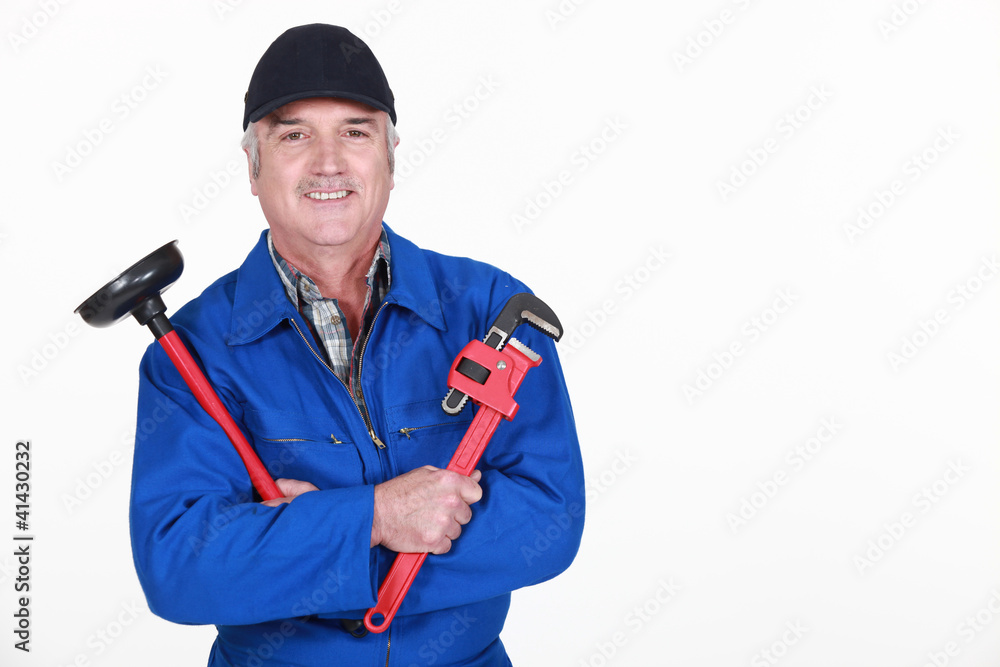plumber ready to unclog a sink