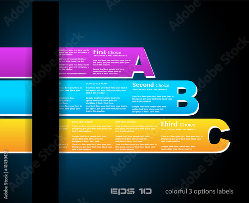 Paper style labels with 3 choices. Ideal for web usage