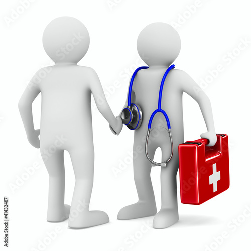 doctor and patient on white...