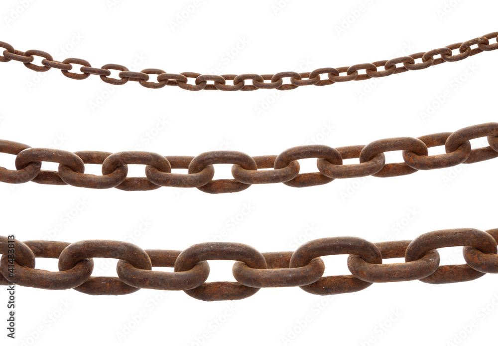 rusty old steel chain in any different size on white background rusty old steel chain in any different size on white background
