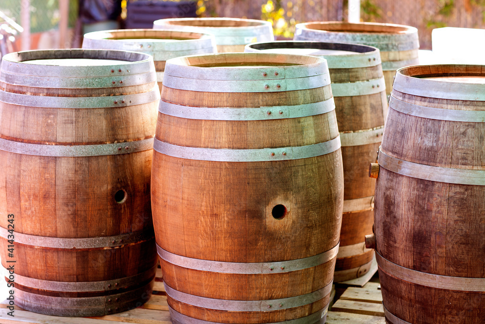 Fototapeta premium barrels of oak wood for wine or liquor