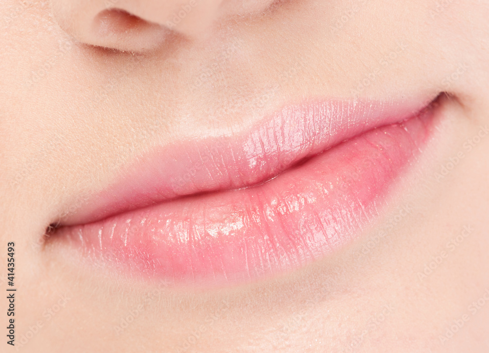 Close-up face of beauty young woman. Lips zone Close-up face of beauty young woman. Lips zone