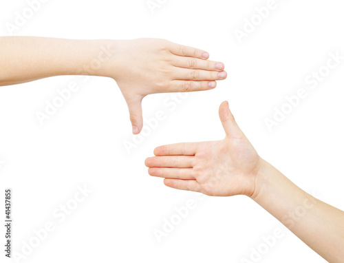 Framing with two hands, isolated on white, clipping path