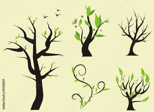 set of trees, vector illustration