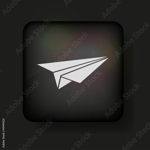 vector origami plane icon on black. Eps10