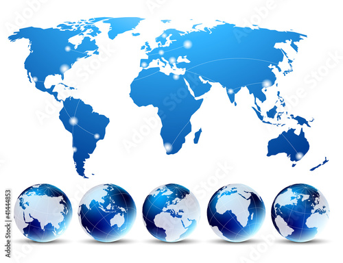 Map with globes