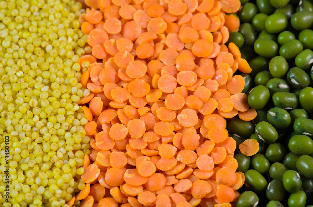 Miglio, lenticchie rosse e fagioli azuchi Miglio, lenticchie rosse e fagioli azuchi