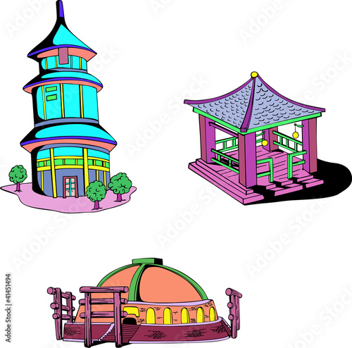 Asian oriental temples