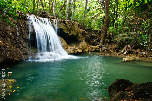 Waterfall in National Park   Kanchanaburi Province   Thailand