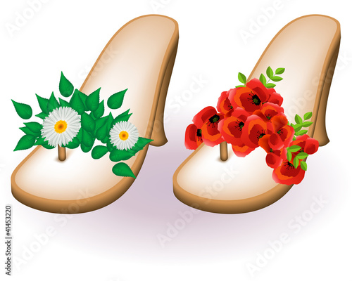  flip-flop sandal with flowers