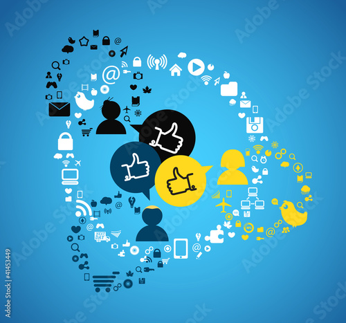 People media connections abstract scheme