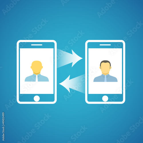 Two businessmen communicatitng with the mobile phones