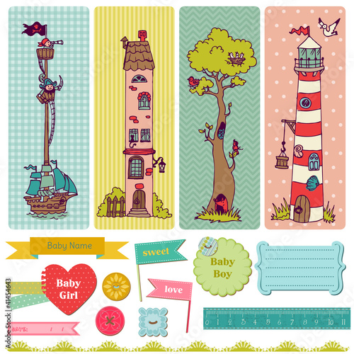 Scrapbook Design Elements - Vintage Child Set - in vector
