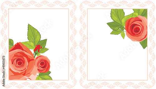 Decorative frames with red roses